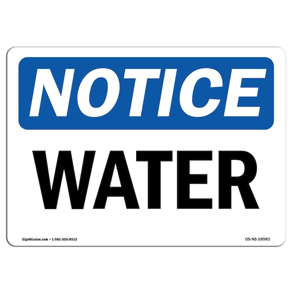 Safety Sign, OSHA Notice, 3.5" Height, Water Sign, Landscape, 10PK